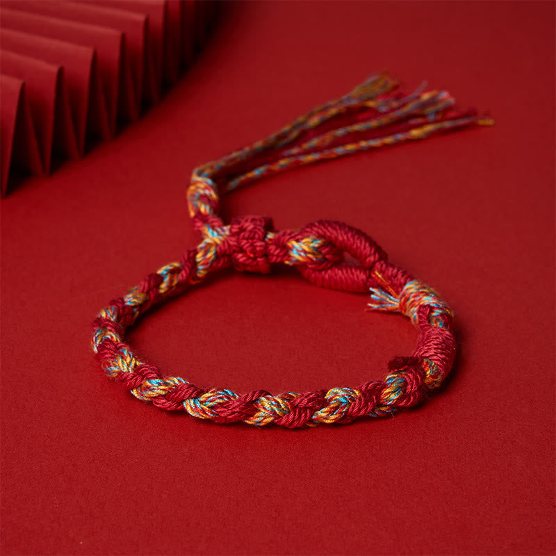 Buddha Stones Adjustable Red String Connection Macrame Bracelet