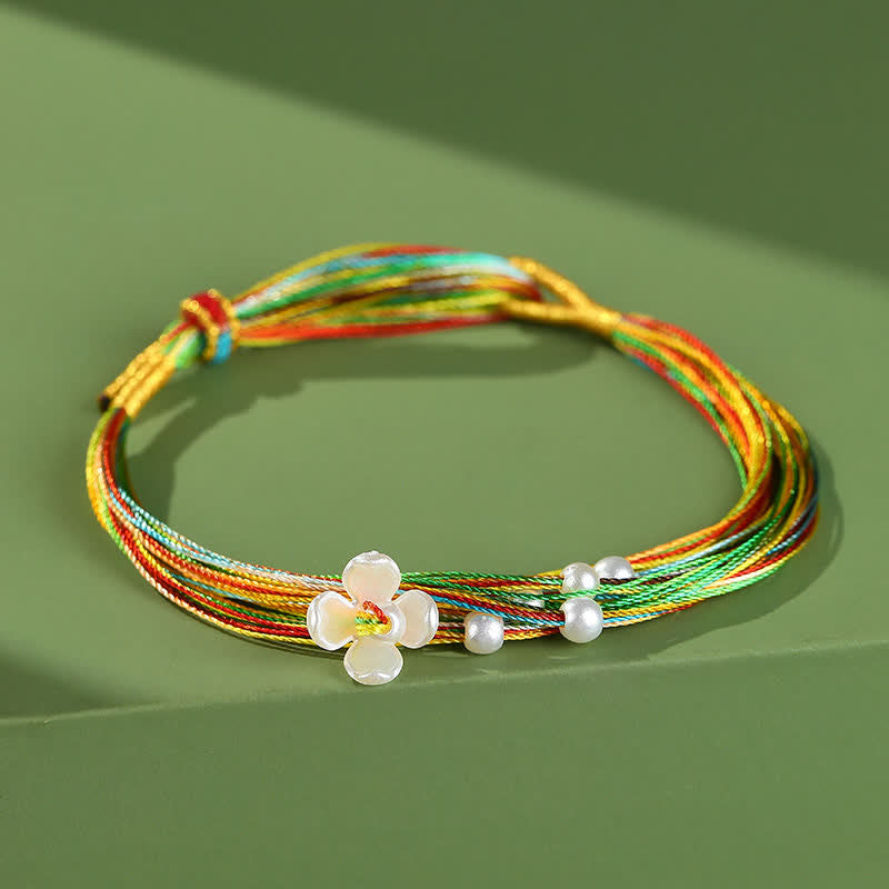 Buddha Stones Multiple Colorful String Zongzi Peach Blossoms Connection Bracelet
