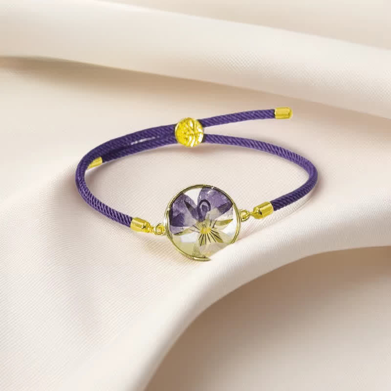 Buddha Stones Resin Handmade Birth Flower Adjustable Braided Rope Bracelet