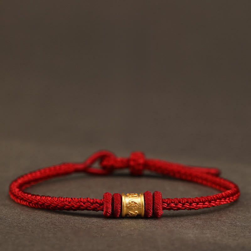 Buddha Stones Tibet Handmade 999 Gold Om Mani Padme Hum Luck Protection Bracelet